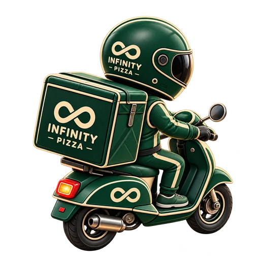 Entregador Infinity em uma moto verde